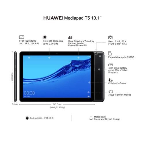Huawei Android Tablet MediaPad T5 with 10.1" IPS FHD Display,, 2GB+16GB, Black (US Warehouse) 4
