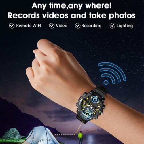 IPX7 Waterproof Monitor Sport Watch Smart WiFi Watch with Mini 720P HD Camera LED Light Illumination - FOX9C/Wifi 32G 3