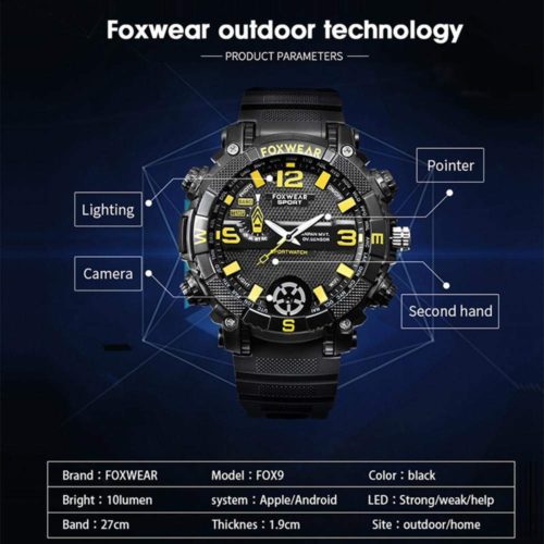 IPX7 Waterproof Monitor Sport Watch Smart WiFi Watch with Mini 720P HD Camera LED Light Illumination - FOX9C/Wifi 32G 4