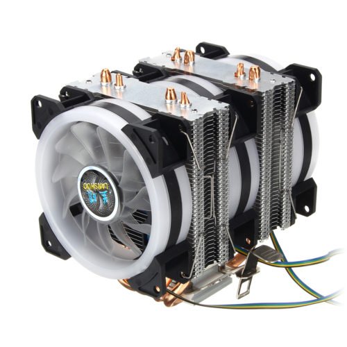 4Pin Three Fans 4-Heatpipes Colorful Backlit CPU Cooling Fan Cooler Heatsink For Intel AMD 3