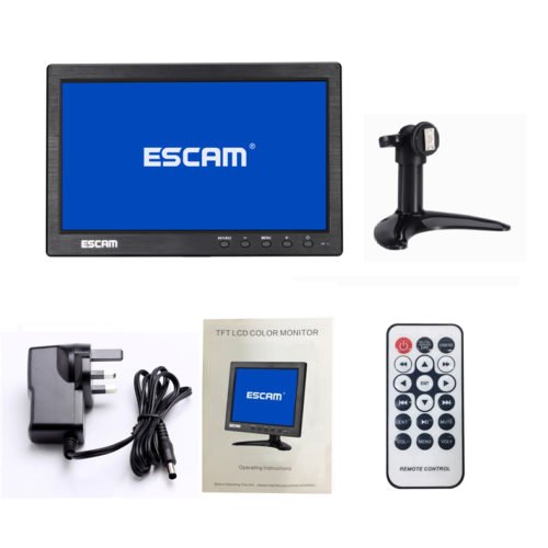 ESCAM T10 10 inch TFT LCD 1024x600 Monitor with VGA HDMI AV BNC USB for PC CCTV Security Camera 10