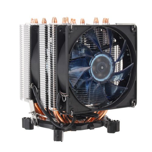 3Pin Six Copper Heat Pipes Blue Backlit CPU Cooling Fan for Intel 775 1150 1151 AMD 6