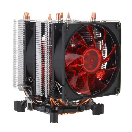 3 Pin Four Copper Pipes Red Backlit CPU Cooling Fan for Intel 1155 1156 AMD 2