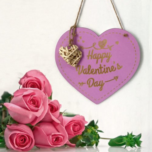 Valentine's Day Laser Engraving Wood Heart Door Decor Wall Hanging Sign Craft Ornaments Party Decorations 2