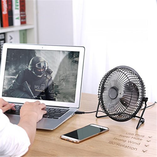Black Solar Panel Powered USB Fan 8 Inch 5W Cooling Ventilation for Outdoor Traveling Home Office 6