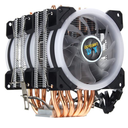 3Pin 3 Fans 6 Heatpipes Colorful Backlit CPU Cooling Fan Cooler Heatsink for Intel AMD 3