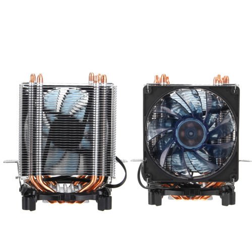 3 Pin Four Copper Pipes Blue Backlit CPU Cooling Fan for AMD for Intel 1155 1156 2