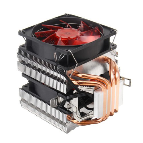 3 Pin Four Copper Pipes Red Backlit CPU Cooling Fan for Intel 1155 1156 AMD 5