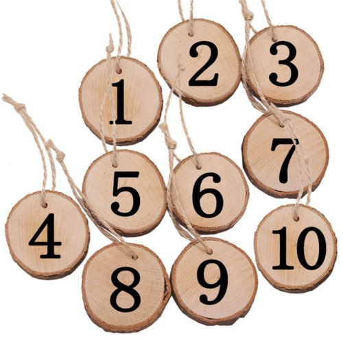 10Pcs/Lot Laser Engraving Wooden Number Hanging Table Cards Wedding Party Decor Reception Pendant 6