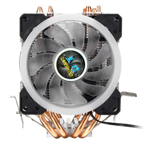 Aurora Colorful Backlit 3 Pin 2 Fans 4 Copper Tube Dual Tower CPU Cooling Fan Cooler Heatsink for Intel AMD 4
