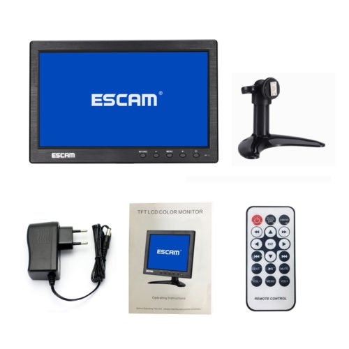 ESCAM T10 10 inch TFT LCD 1024x600 Monitor with VGA HDMI AV BNC USB for PC CCTV Security Camera 7