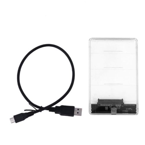 2.5inch Transparent Type-C to SATA External HDD SDD Hard Drive Enclosure Case 3