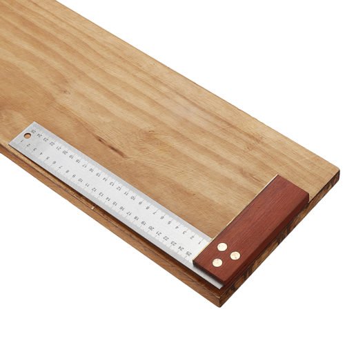 Drillpro 90 Degree Angle Ruler 300mm Stainless Steel Metric Marking Gauge Woodworking Square Wooden Base 8