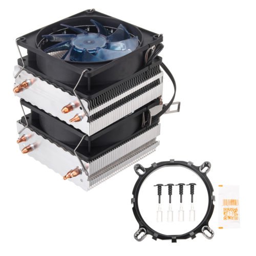 3 Pin Four Copper Pipes Blue Backlit CPU Cooling Fan for AMD for Intel 1155 1156 7
