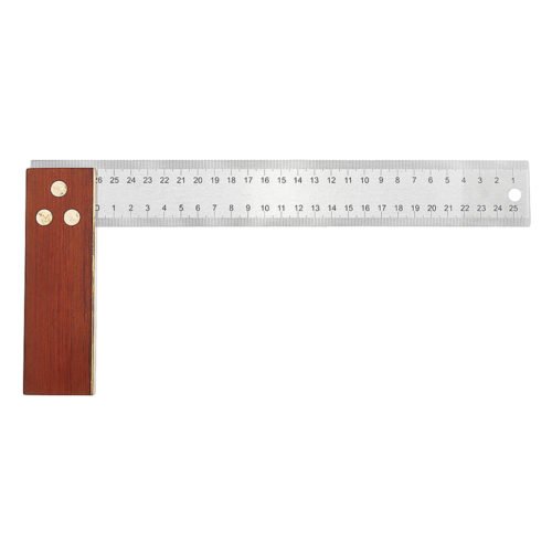 Drillpro 90 Degree Angle Ruler 300mm Stainless Steel Metric Marking Gauge Woodworking Square Wooden Base 4