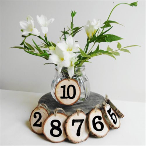 10Pcs/Lot Laser Engraving Wooden Number Hanging Table Cards Wedding Party Decor Reception Pendant 2