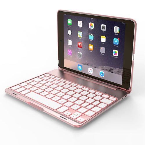 7 Colors Backlit Aluminum bluetooth Keyboard Kickstand Case For iPad Mini 2/iPad Mini 3 9