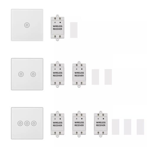 1/2/3 Gang Touch Control Outlet Wireless Light Switch with 3PCS Receivers Kit for Household Appliances Unlimited Connections Control Module Switch Pan 5