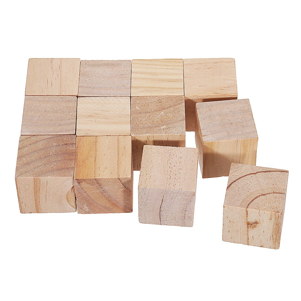 3cm 4cm Pine Wood Square Block Natural Soild Wooden Cube Crafts DIY Puzzle Making Woodworking 1