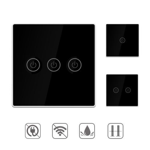 KCASA 1/2/3 Gang AC200-240V Wireless Panel Touch Switch with 3PCS Receiver Kit Remote Control Smart Home Control Module 7