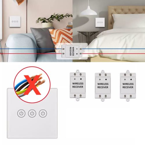 1/2/3 Gang Touch Control Outlet Wireless Light Switch with 3PCS Receivers Kit for Household Appliances Unlimited Connections Control Module Switch Pan 11
