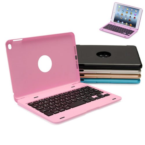 For Apple iPad Mini 4 Folio Rechargeable Wireless bluetooth Keyboard Smart Case Cover 1