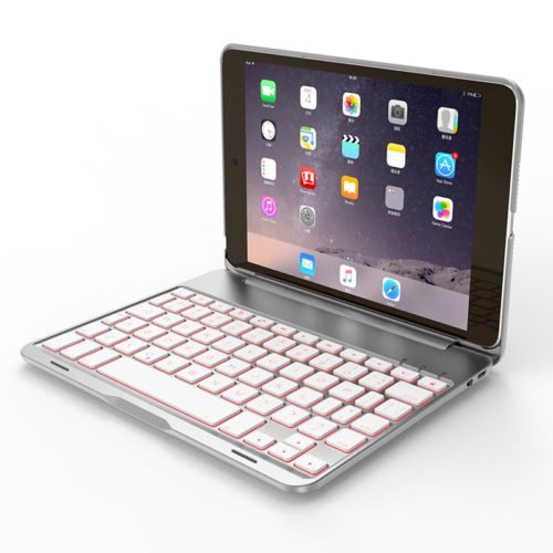 7 Colors Backlit Aluminum bluetooth Keyboard Kickstand Case For iPad Mini 2/iPad Mini 3 10