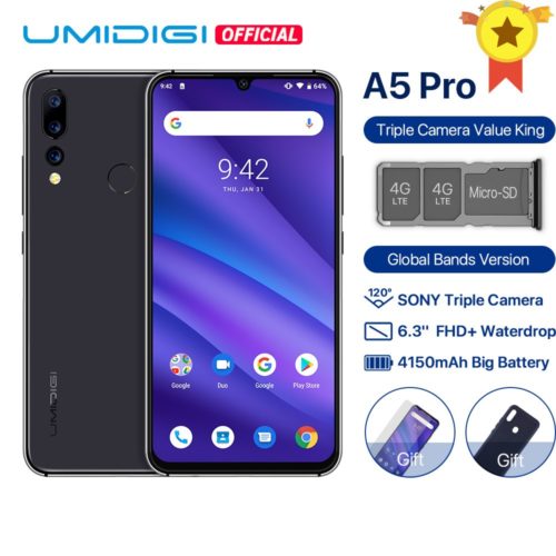 UMIDIGI A5 PRO 4G Smartphone Android 9.0 Octa Core 6.3' 4GB RAM 32GB ROM 4150mAh Celular Mobile Phone Deep Gray-EU 2