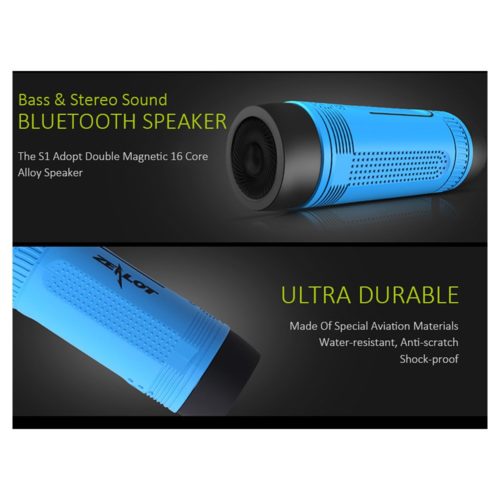 ZEALOT S1 Cycling Stereo Wireless Bluetooth Speaker Subwoofer LED Flashlight FM Radio 4000mAh Battery TF Card Play - Green 7