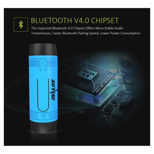 ZEALOT S1 Cycling Stereo Wireless Bluetooth Speaker Subwoofer LED Flashlight FM Radio 4000mAh Battery TF Card Play - Green 12