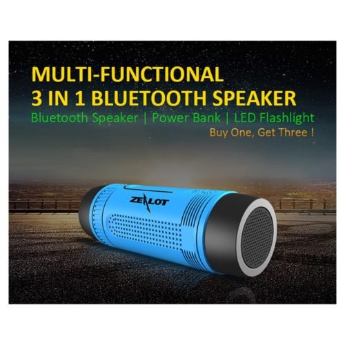ZEALOT S1 Cycling Stereo Wireless Bluetooth Speaker Subwoofer LED Flashlight FM Radio 4000mAh Battery TF Card Play - Blue 3