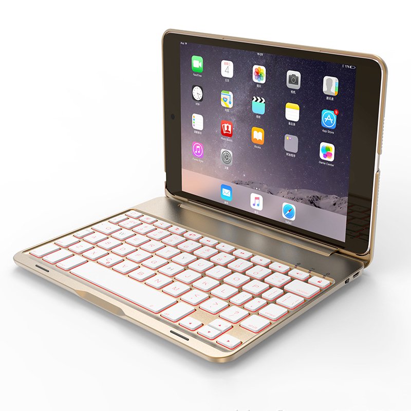 7 Colors Backlit Aluminum bluetooth Keyboard Kickstand Case For iPad Mini 2/iPad Mini 3 2