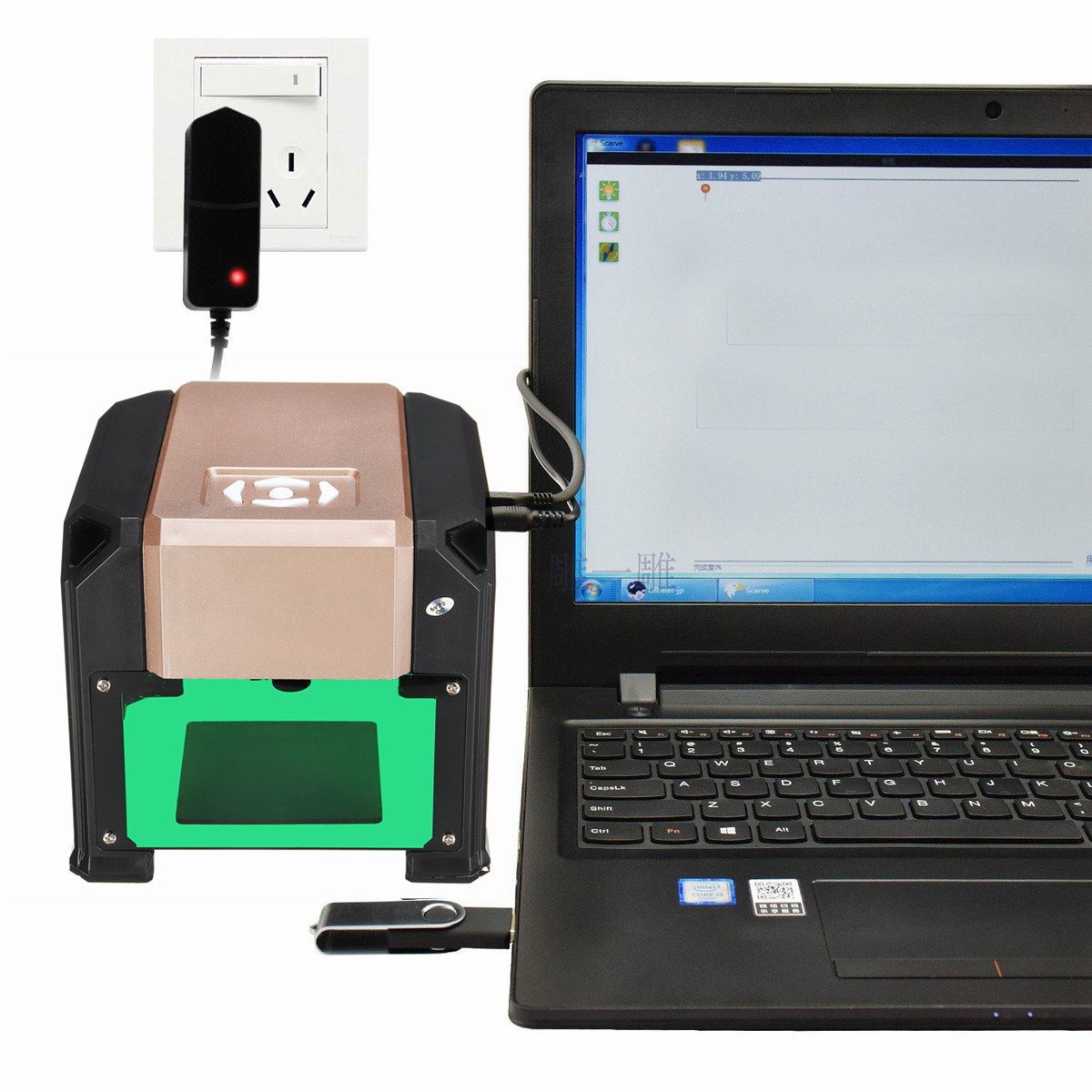 3000mW Golden Desktop Laser Engraving Machine Mini bluetooth Logo Marking Engraver DIY Mark Carver Printer 6 3000mW Golden Desktop Laser Engraving Machine Mini bluetooth Logo Marking Engraver DIY Mark Carver Printer - Image 6