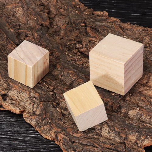 3cm 4cm Pine Wood Square Block Natural Soild Wooden Cube Crafts DIY Puzzle Making Woodworking 8