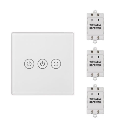 1/2/3 Gang Touch Control Outlet Wireless Light Switch with 3PCS Receivers Kit for Household Appliances Unlimited Connections Control Module Switch Pan 2