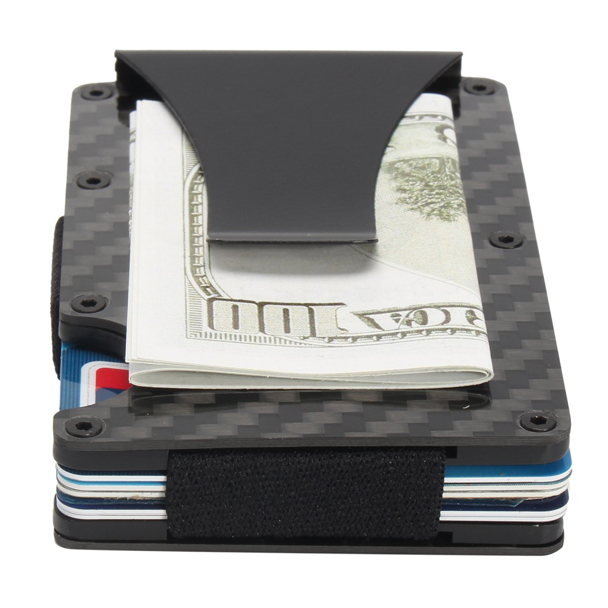 Slim Carbon Fiber Credit Card Holder RFID Blocking Metal Wallet Money ...