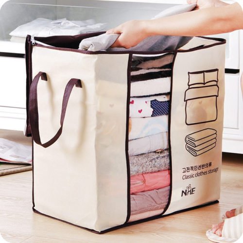 IPRee® 46x51x28cm Bamboo Charcoal Non Woven Quilts Bag Portable Big Size Storage Box with Window 8