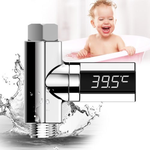 Loskii LW-102 LED Celsius Display Water Shower Thermometer Celsius Flow Self-Generating Electricity Water Temperture Meter Monitor Energy Smart Meter 2