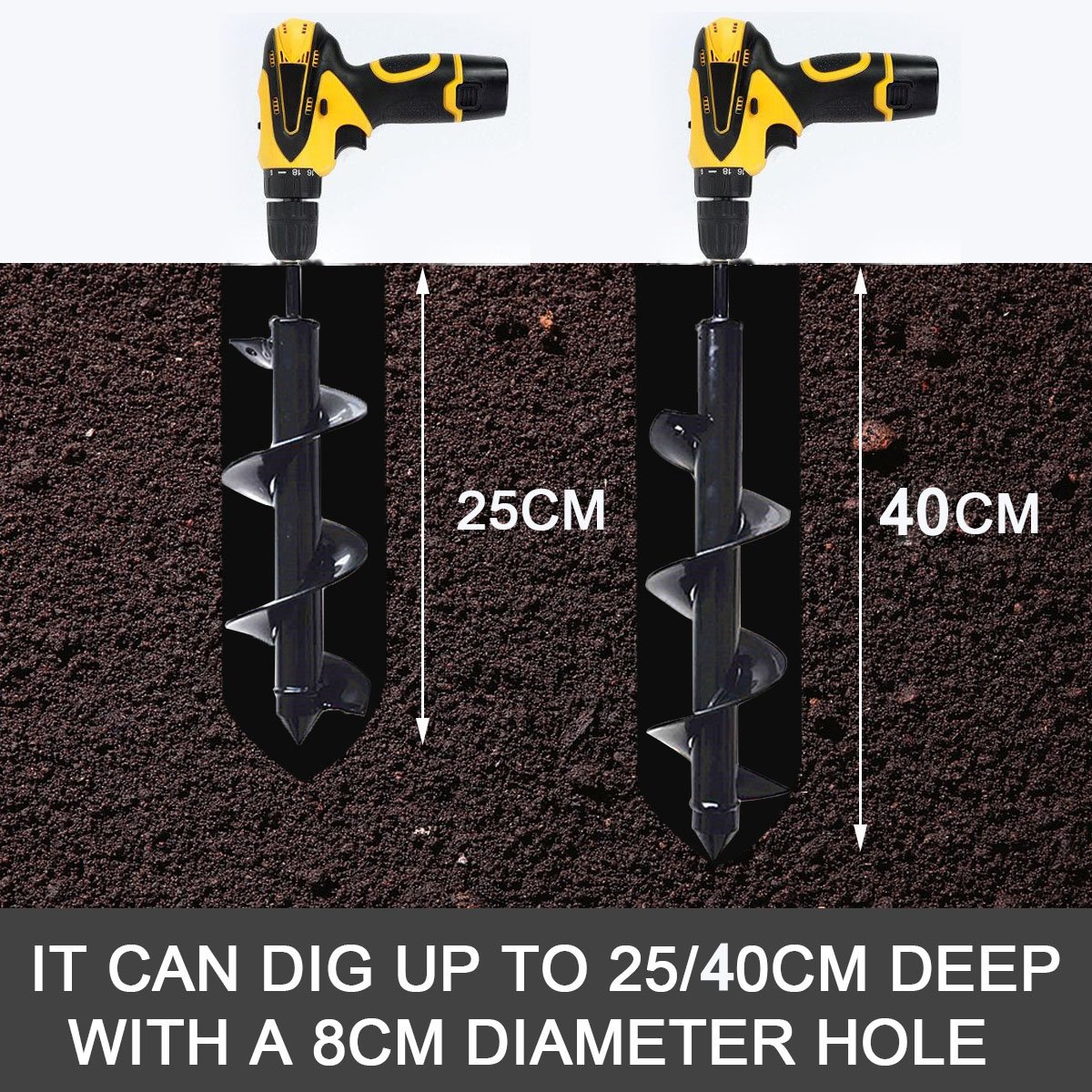 9x25/40cm Garden Drill Bit Earth Drill Hole Post Planting Auger Drill For Electric Drill 7 9x25/40cm Garden Drill Bit Earth Drill Hole Post Planting Auger Drill For Electric Drill - Image 7