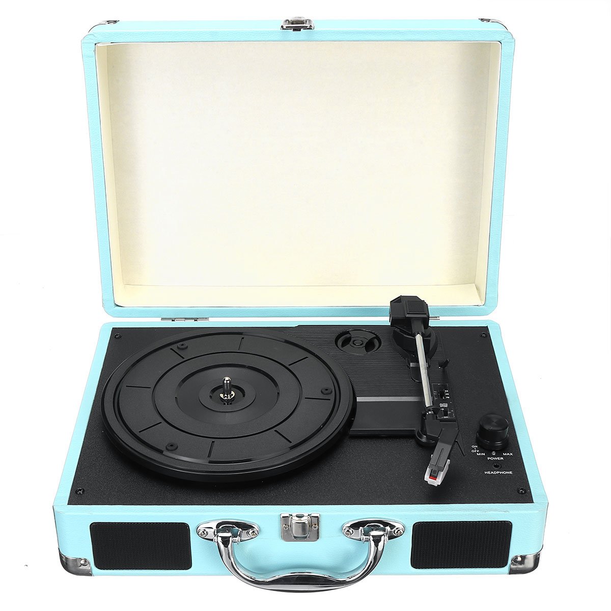 Vintage Vinyl LP Record Player Stereo Turntable 3Speed 2 Speakers Radio Recorder 2