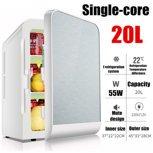20L Single Dual-core Car Mini Fridge Travel Cool & Warmer Home Refrigerator 220V/12V 5