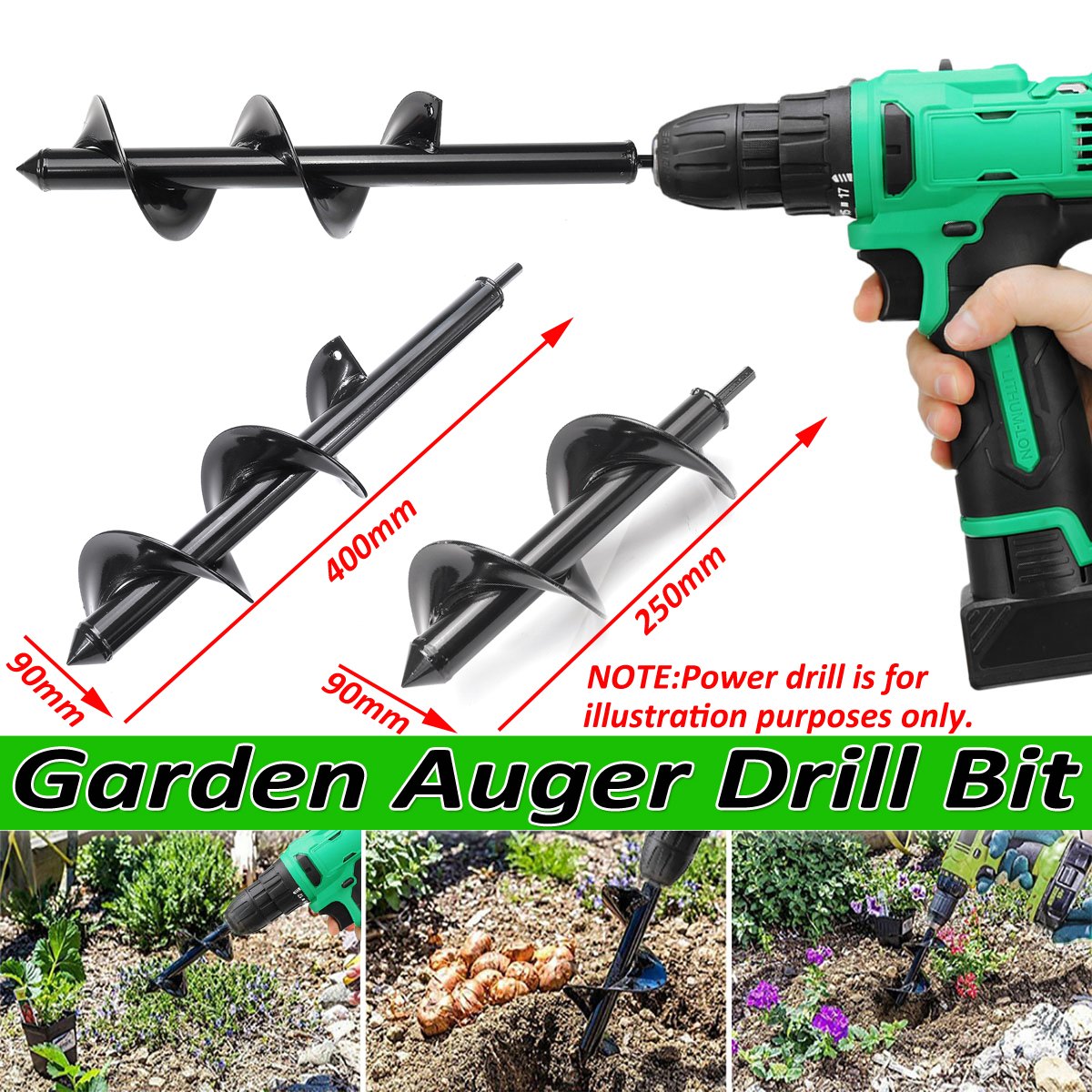 9x25/40cm Garden Drill Bit Earth Drill Hole Post Planting Auger Drill For Electric Drill 1