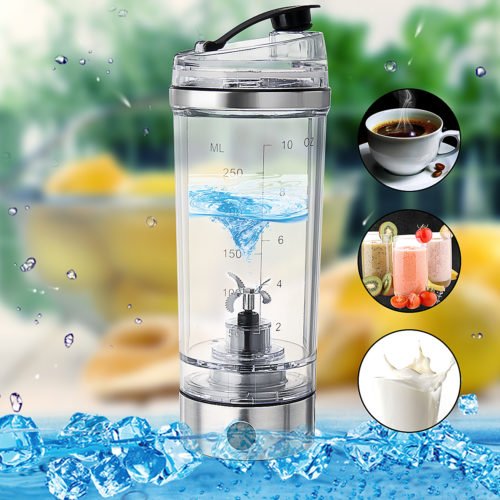 250ML Portable USB Rechargeable Protein Shaker Tornado Mixer Bottle HandHeld Drink Stirring Cup 12