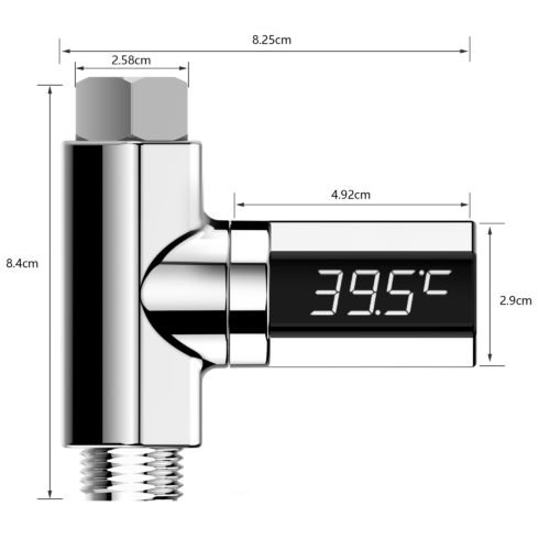 Loskii LW-102 LED Celsius Display Water Shower Thermometer Celsius Flow Self-Generating Electricity Water Temperture Meter Monitor Energy Smart Meter 6