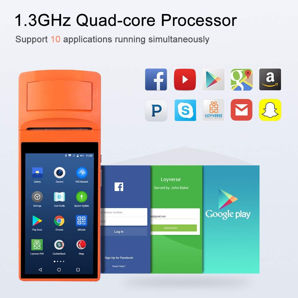 Android NFC Handheld POS Terminal Thermal Printer WIFI Bluetooth 3G 2 Android NFC Handheld POS Terminal Thermal Printer WIFI Bluetooth 3G - Image 2