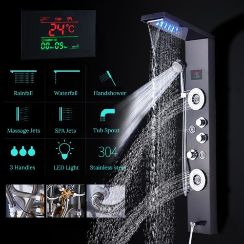 Brushed Bathroom Shower | Faucet LED Shower | Hand Shower Temperature 3