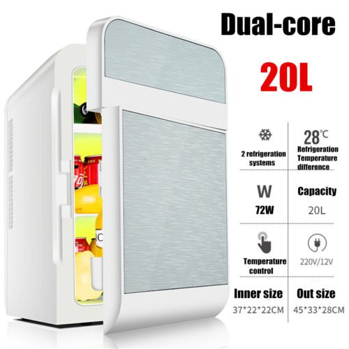 20L Single Dual-core Car Mini Fridge Travel Cool & Warmer Home Refrigerator 220V/12V 6