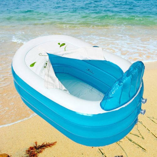 Inflatable Bathtub Portable Bath Tub PVC Camping Travel Folding SPA Bath With Cushion Pipe 10