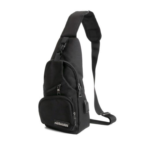 Men USB Charging Shoulder Chest Bag Sling Backpack Waterproof Sports Travel Pouch 3