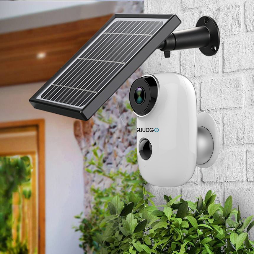 GUUDGO A3 and Solar Panel 1080P Wireless Rechargeable Battery-Powered Security Camera for Outdoor Indoor Home Surveillance 130degree Wide View 2-Way A 1